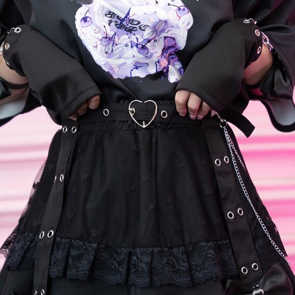 ACDC RAG - Love Punk Black Lolita Mini Skirt - Picture 4 of 6